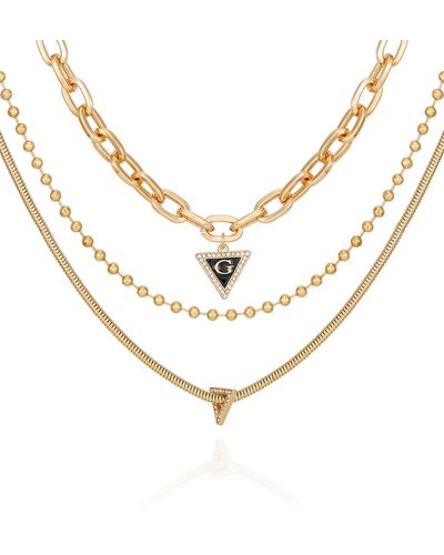 Guess Crystal Layered Chain Necklace - White