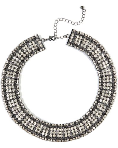 Natasha Couture Crystal Collar Necklace - Metallic
