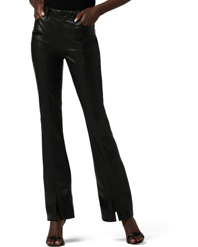 Hudson Jeans Barbara High Waist Slit Hem Bootcut Faux Leather Pants - Black
