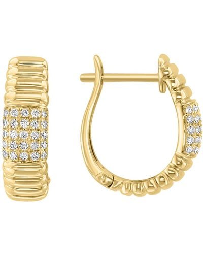 Effy 14k Gold Diamond Huggie Hoop Earrings - Metallic