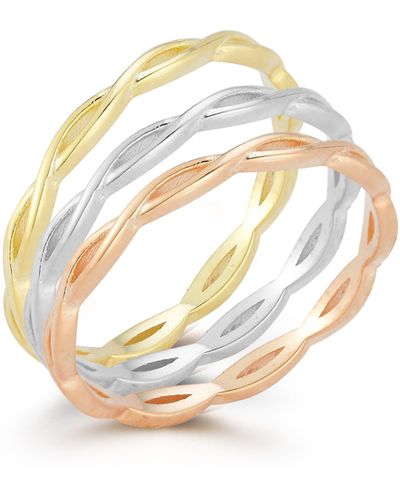 Glaze Jewelry Set Of 3 Infinity Twist Mixed Metal Rings - White