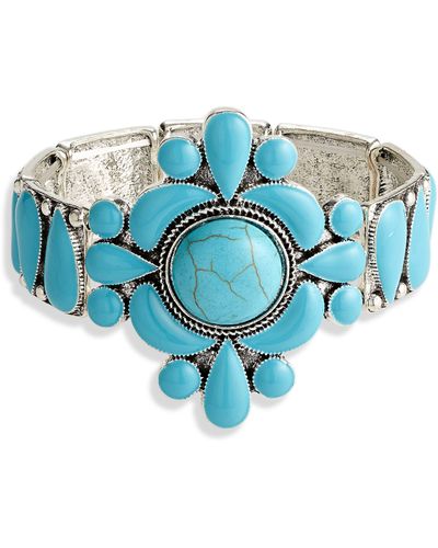 Tasha Turquoise Enamel Stretch Bracelet - Blue