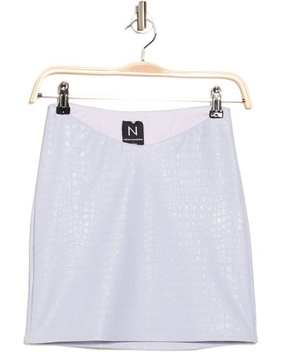 Naked Wardrobe The Croc Embossed Faux Leather Miniskirt - Blue