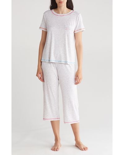 Kensie Pocket Capri Pajamas - White