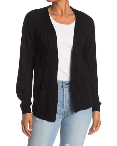 Love By Design Luxe Open Front Pocket Cardigan - Black