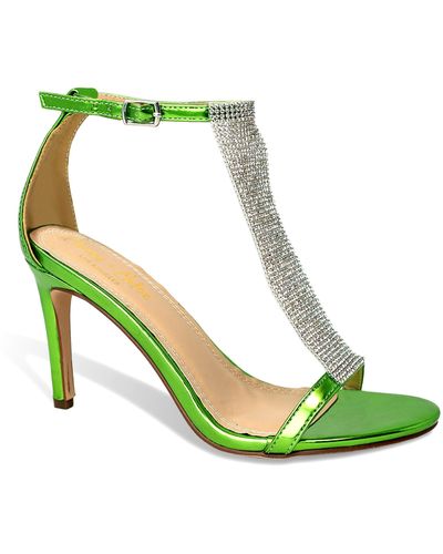 In Touch Footwear Gigi Rhinestone T-strap Sandal - Green