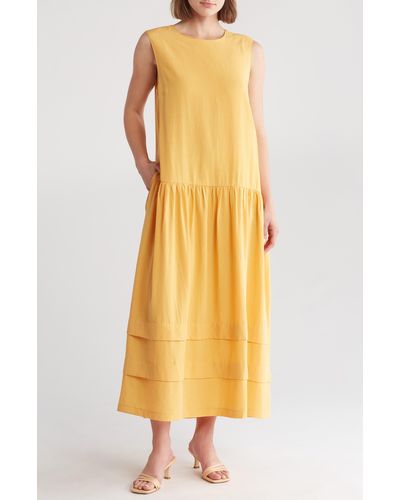 MELLODAY Sleeveless Midi Dress - Yellow