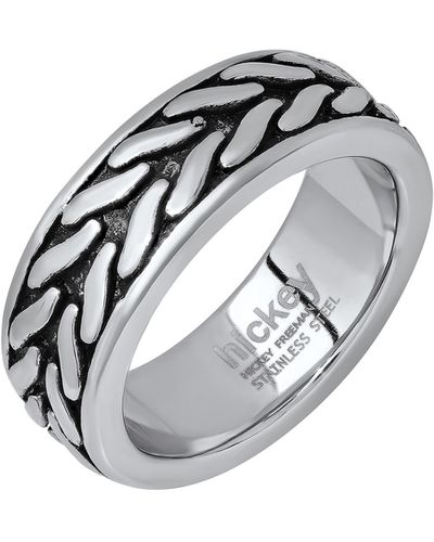 HMY Jewelry Stainless Steel Textured Band Ring - Multicolor