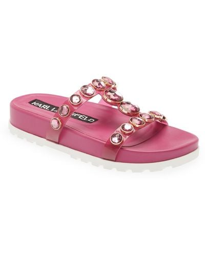 Karl Lagerfeld Belinda Embellished Clear Slide Sandal - Pink
