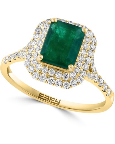 Effy 14k Yellow Gold Diamond & Emerald Cocktail Ring - Green