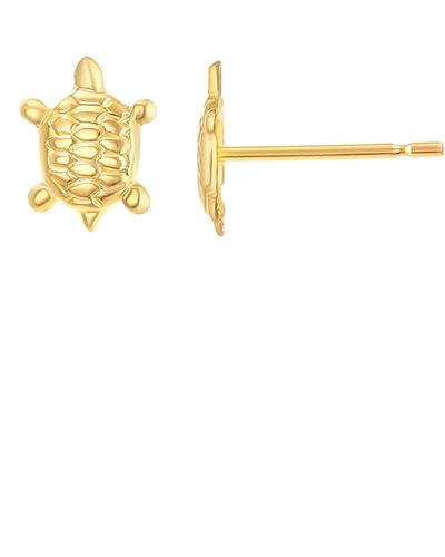 CANDELA JEWELRY 14k Gold Turtle Stud Earrings - Metallic
