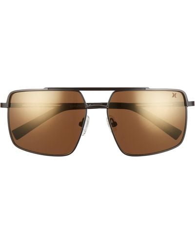 Hurley Explorer 58mm Polarized Navigator Sunglasses - Brown