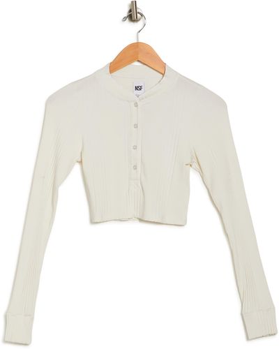 Bliss and Mischief Paz Long Sleeve Crop Henley In Soft White At Nordstrom Rack