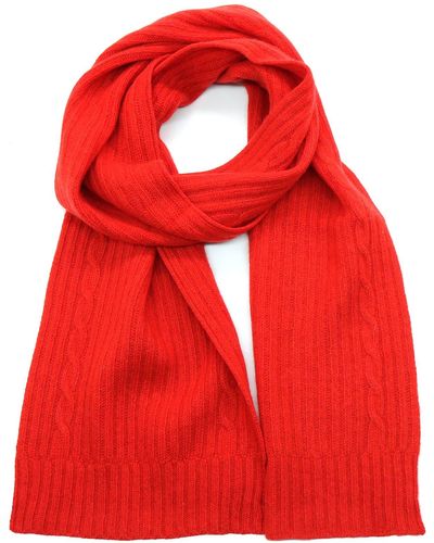 Portolano Cashmere Cable Knit Scarf - Red