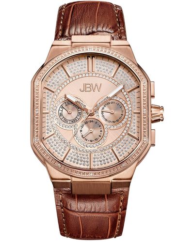 JBW Orion Diamond Croc Embossed Leather Watch - Metallic