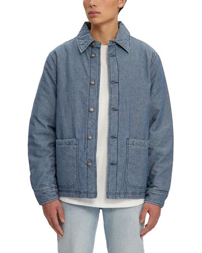Noize Archie Denim Puffer Shirt Jacket - Blue