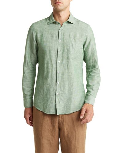Rodd & Gunn Penrose Linen Blend Button-up Shirt - Green