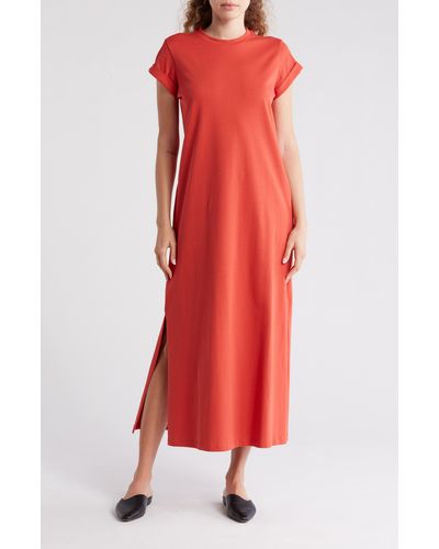 AllSaints Ann Short Sleeve Cotton Maxi Dress - Red