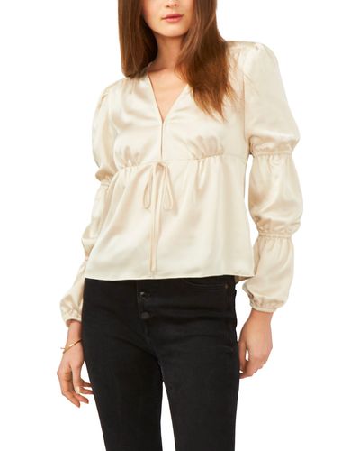 1.STATE Tie Front Satin Blouse - White