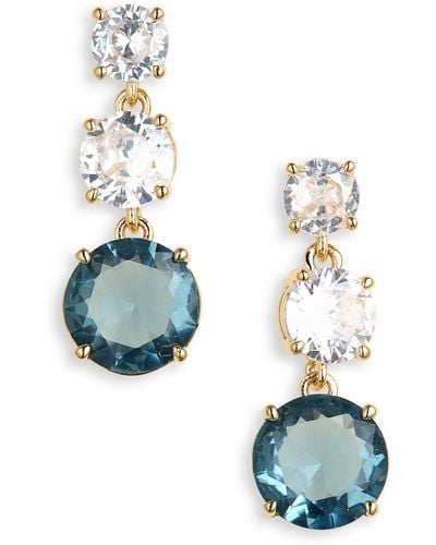 Nadri Cubic Zirconia & Crystal Triple Drop Earrings - Blue