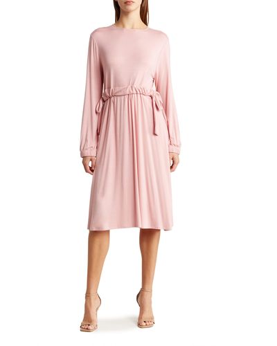 Go Couture Stretch Modal Long Sleeve Dress - Pink