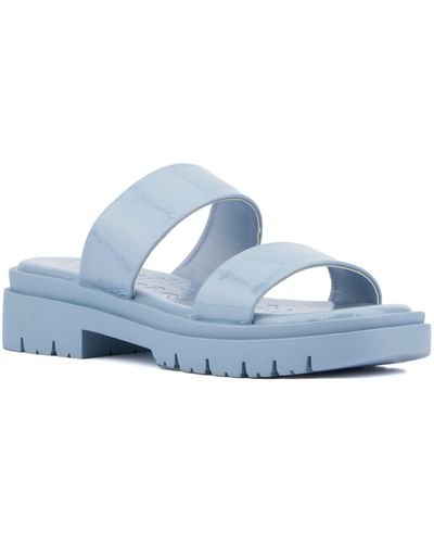 Olivia Miller Tempting Platform Slide Sandal - Blue
