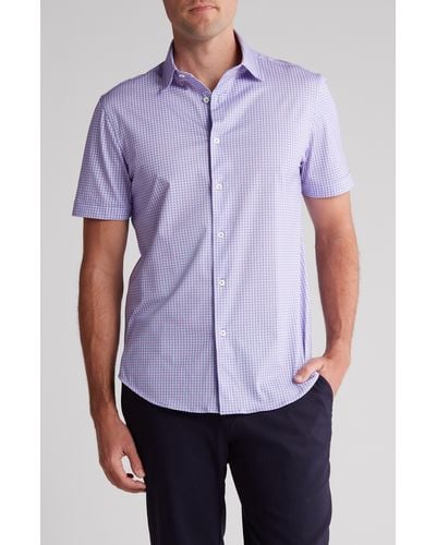 Bugatchi Short Sleeve Woven Shirt - Purple