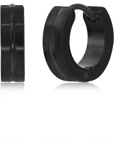 Black Jack Jewelry Polished Huggie Hoop Earrings - Black
