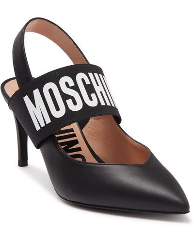 Moschino Brand Logo Tape Slingback Pumps In Black At Nordstrom Rack