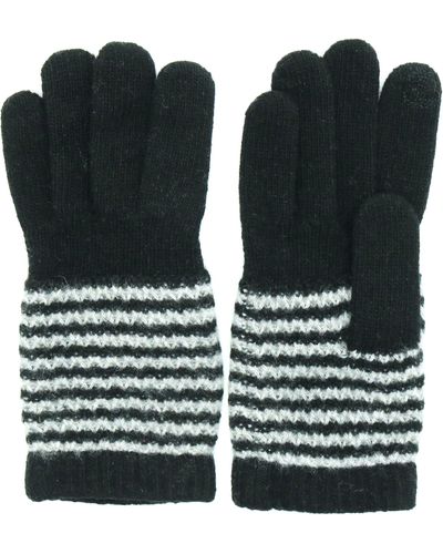 Portolano Cashmere Striped Gloves - Black