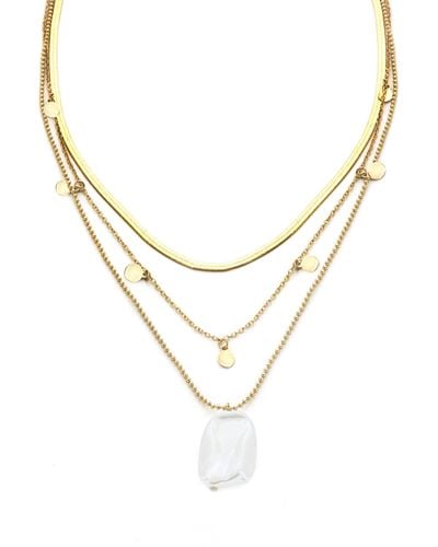 Panacea Cultured Freshwater Pearl Layered Necklace - Metallic