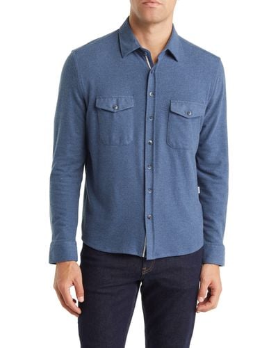 Stone Rose Dry Touch® Performance Fleece Button-up Shirt - Blue