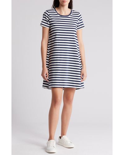 Melrose and Market Stripe Swing T-shirt Dress - Blue