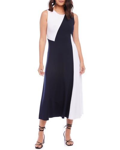 Karen Kane Sleeveless Colorblock Maxi Dress - Blue