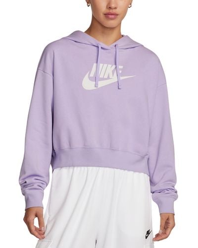 Nike Sportswear Club Fleece Crop Hoodie Sweatshirt - Purple