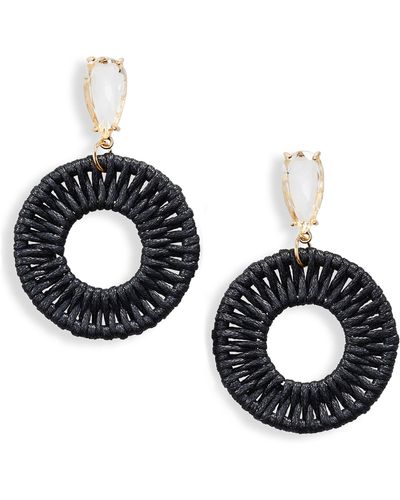 Tasha Crystal Thread Wrapped Drop Earrings - Black