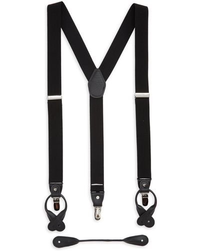 Ike Behar Ib Black Herringbone Suspenders