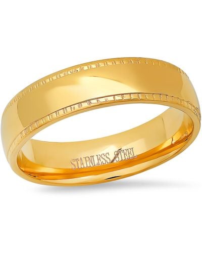 HMY Jewelry 18k Yellow Gold Plated Stainless Steel Band Ring