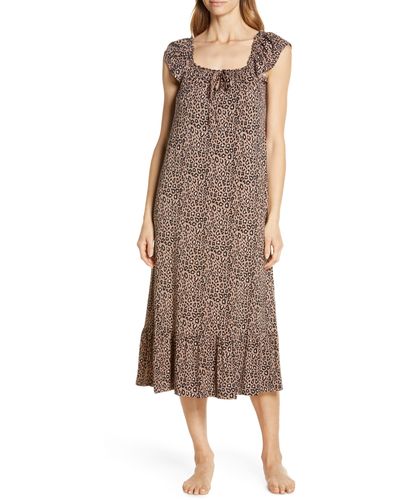 Nordstrom Moonlight Eco Ruffle Nightgown - Brown