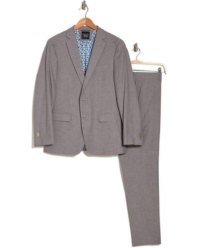 Original Penguin Gray Solid Two Button Notch Lapel Stretch Chambray Suit At Nordstrom Rack
