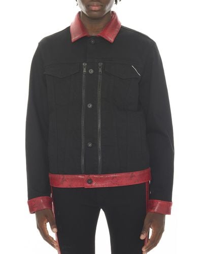 Cult Of Individuality Type Ii Faux Leather & Denim Jacket - Black