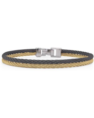 Alor Two-tone Stainless Steel Cable Bangle Bracelet - White
