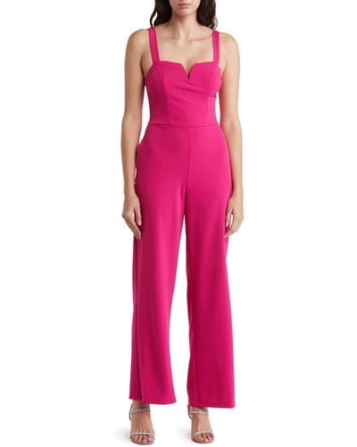 Bebe Wide Leg Jumpsuit - Pink