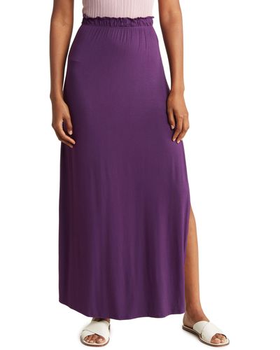 Go Couture One Slit Ruffle Maxi Skirt - Purple