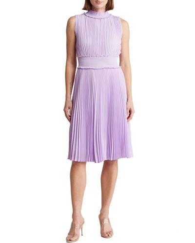 Nanette Lepore Nanette Solid Pleated Dress - Purple