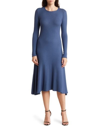 Go Couture Long Sleeve A-line Dress - Blue