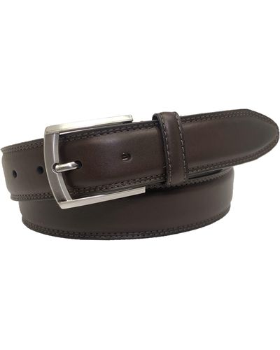 Boconi Embossed Logo Leather Belt - Brown