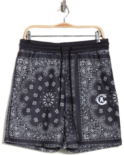 Crooks and Castles Bandana Print Fleece Drawstring Shorts - Black