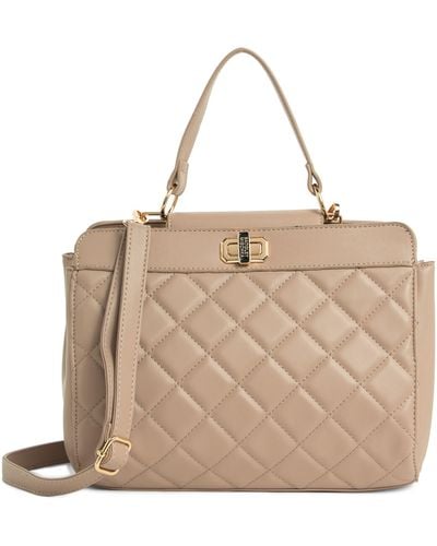 Badgley Mischka Diamond Quilted Tote Bag - Natural