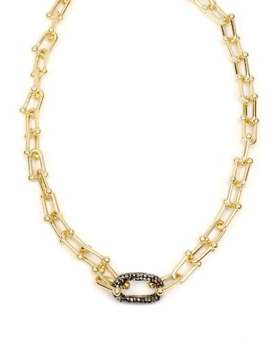Panacea Pavé Crystal Link Textured Chain Necklace - Metallic